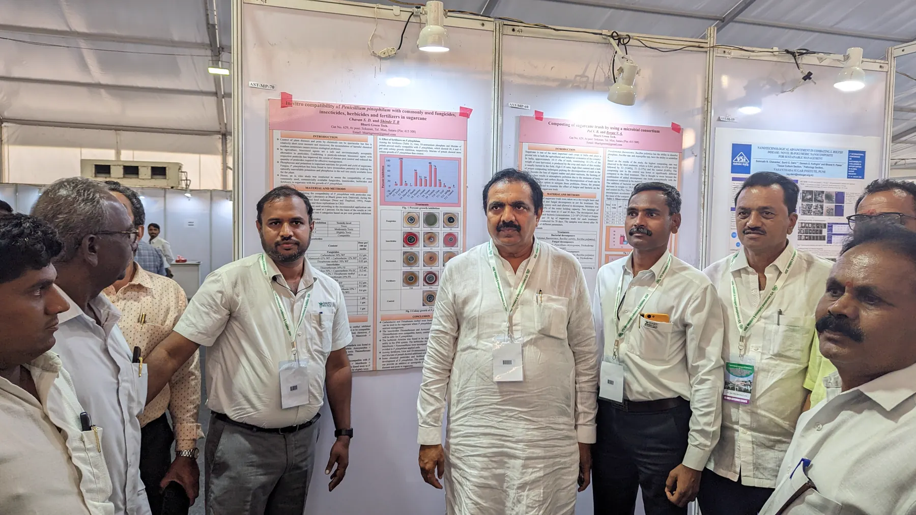 Shri Jayant Patil with Bharti Green Tech representatives at a research stall at Vasantdada Sugar Institute in Pune